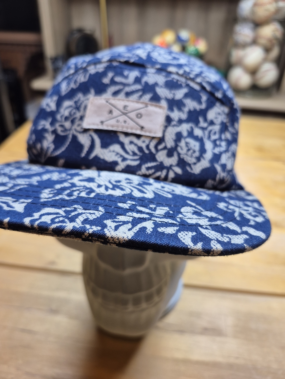 American Eagle Outfitters Navy and White Floral Five-Panel Hat